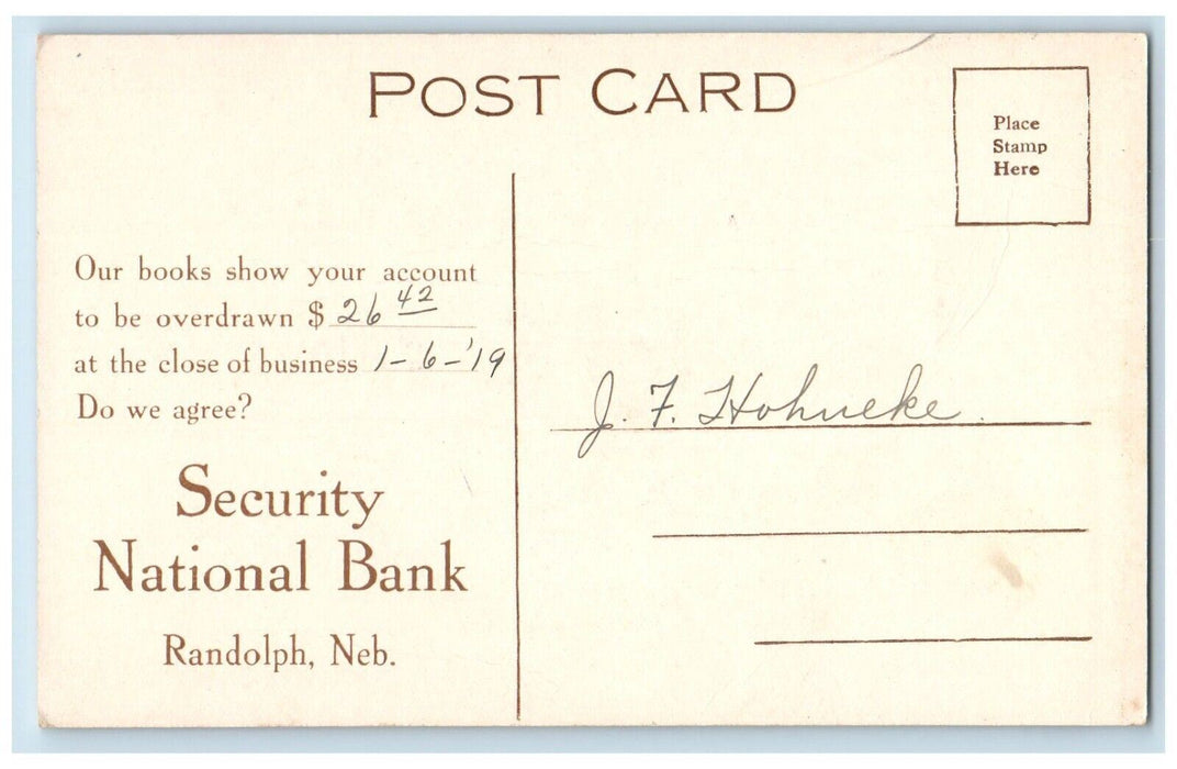 1919 Pretty Woman Big Hat Buttercups Advertising Security National Bank Postcard