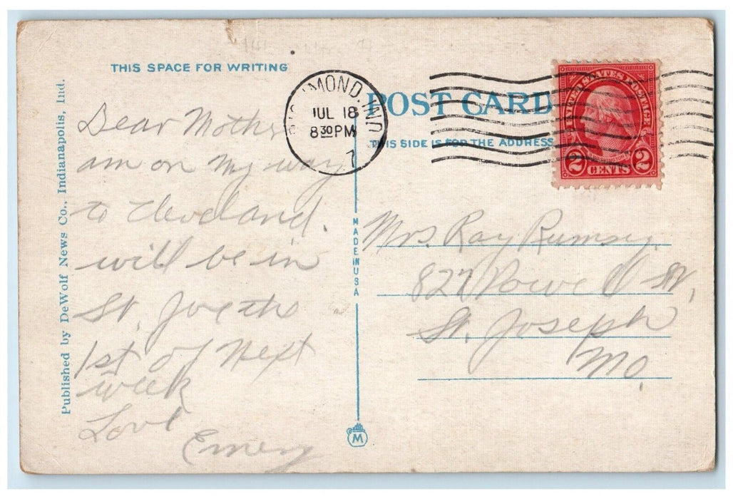 1927 Cataract Falls Exterior Building River Near Indianapolis Indiana Postcard