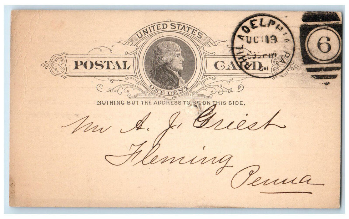 1891 Barker Moore & Mein Wholesale Druggists Philadelphia PA Postal Card