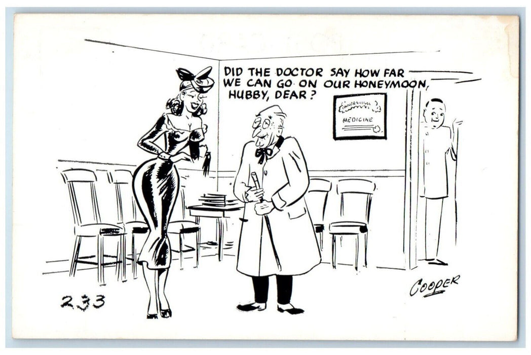 Couple Sugar Daddy Honeymoon Doctor Cooper Risque Humor Vintage Postcard