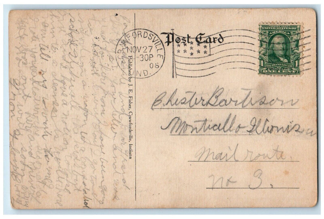 1908 General Office Tribe Ben-Hur Horse Carriage Crawfordsville Indiana Postcard