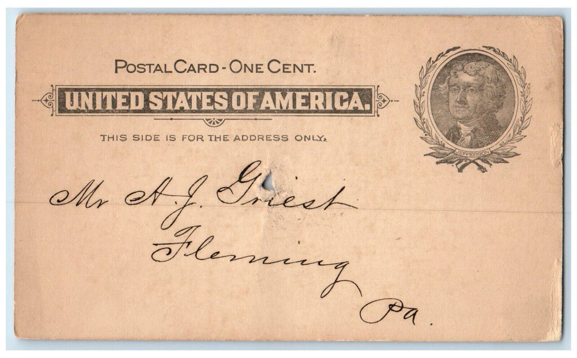 1900 Payment of Invoice Reid & Co. Milton Pennsylvania PA Postal Card