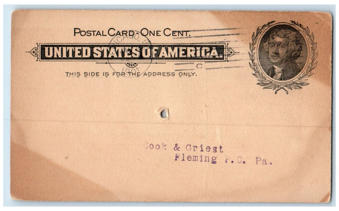 1901 W.R. Mumford Co. Grain Hay and Mill Stuff Chicago IL Postal Card