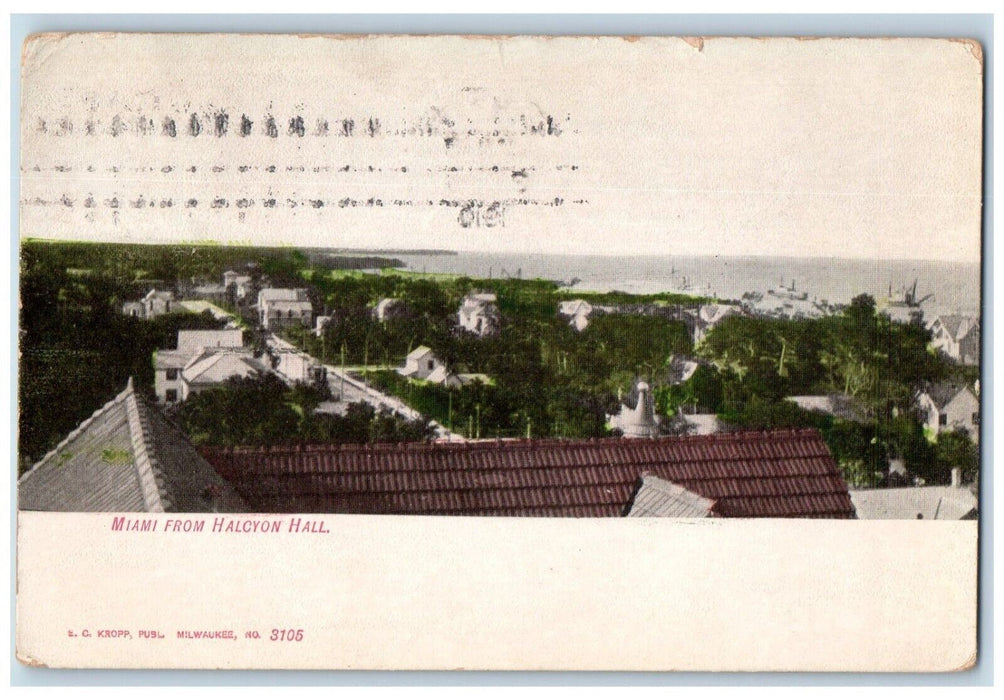 1910 Aerial View Miami From Halcyon Hall Exterior Building Florida FL Postcard