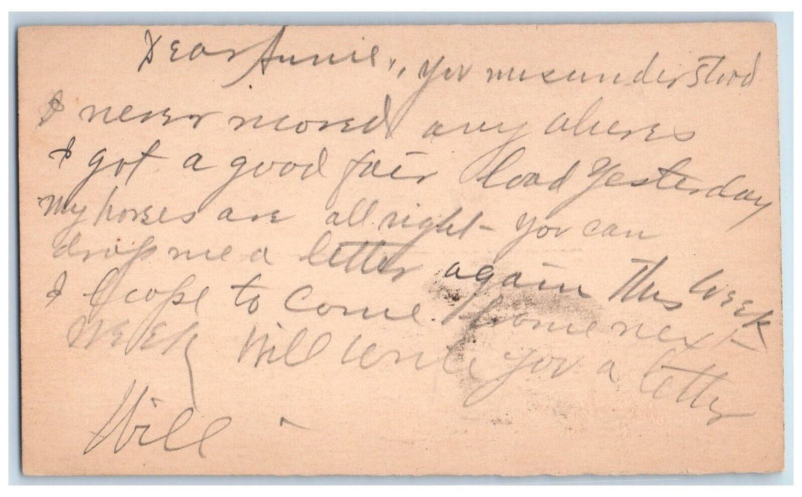 1892 Horses All Right Message Star Fancy Cancel Omaha Nebraska Postal Card