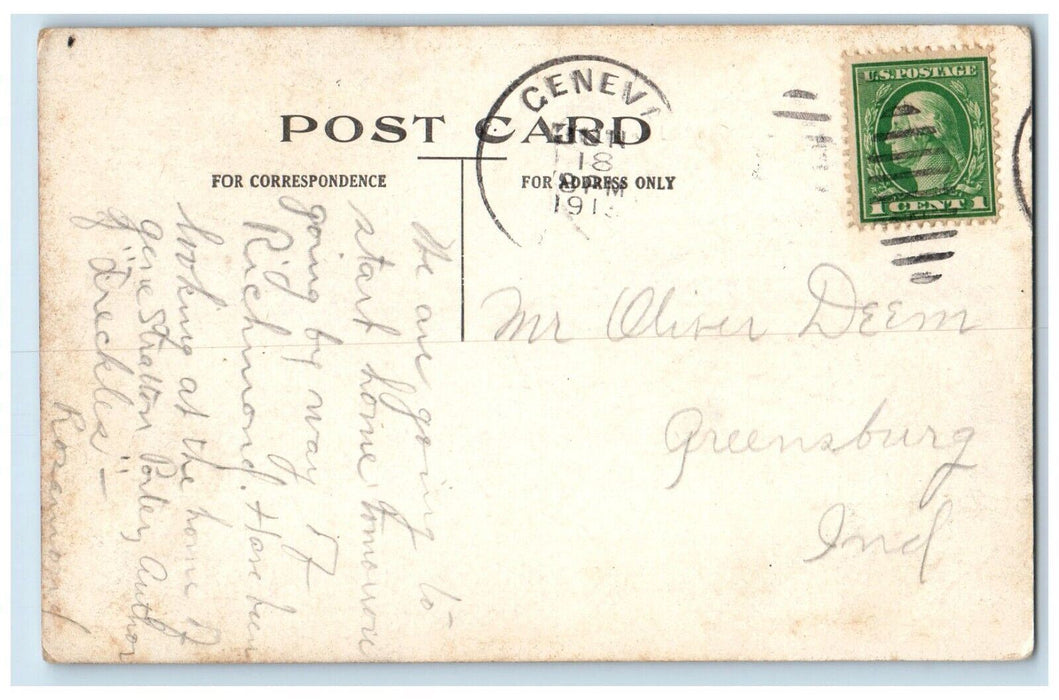 1913 My Address Is Still Geneva Have You Forgotten It Pennant Indiana Postcard