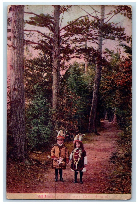 1908 Old Indian Trail Children Rock Island Illinois IL Vintage Antique Postcard