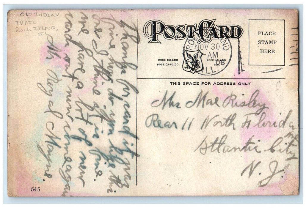 1908 Old Indian Trail Children Rock Island Illinois IL Vintage Antique Postcard