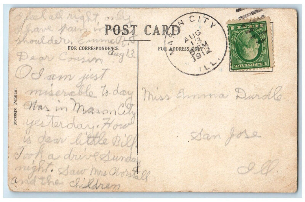 1912 I'm Holding Own Mason City Don't Worry Two People Hugging Illinois Postcard