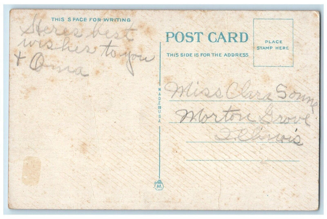 c1920 Greetings From Sigel Classic Cars Illinois Street Vintage Antique Postcard
