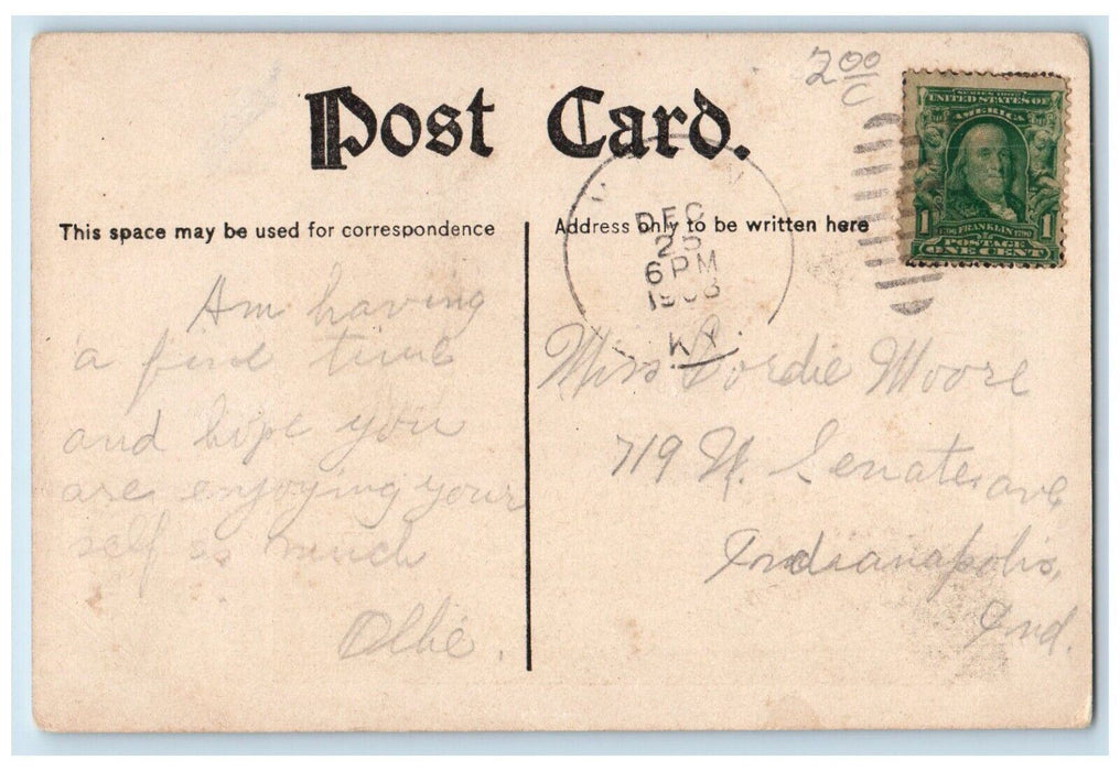 1908 R.R. Gut Locomotive Train Cliff Madison Indiana IN Vintage Antique Postcard