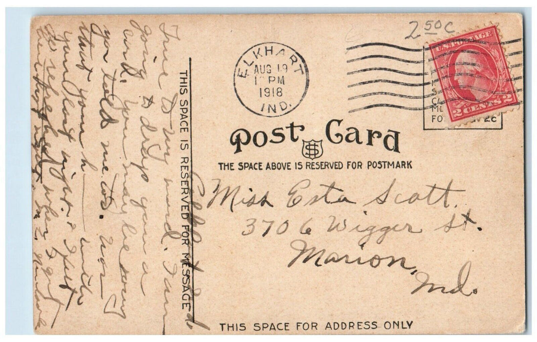 1918 L.S.&M.S. Depot Locomotive Steamer Elkhart Indiana Vintage Antique Postcard