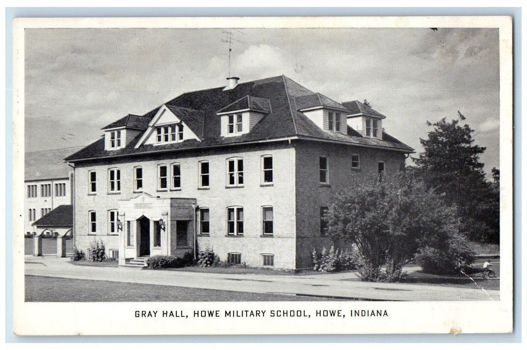 c1920 Gray Hall Howe Military School Exterior Building Howe Indiana IN Postcard