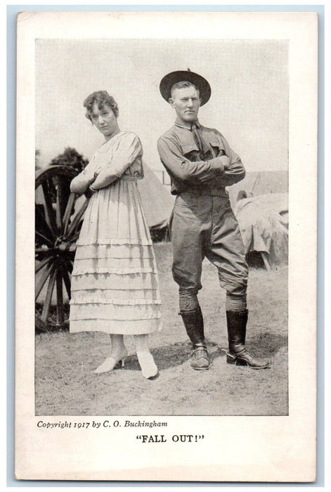 WWI Soldier Couple Sweet Romance Fall Out Teepee Tent Camp Life Humor Postcard