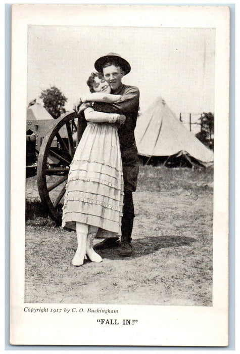 c1910's WWI Soldier Couple Sweet Romance Fall In Teepee Camp Life Humor Postcard