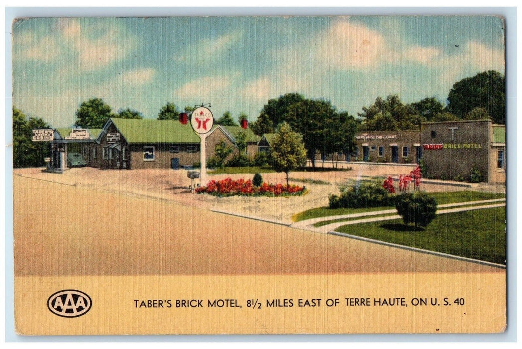 1945 Taber's Brick Motel Miles East Terre Haute Indiana On US Vintage Postcard