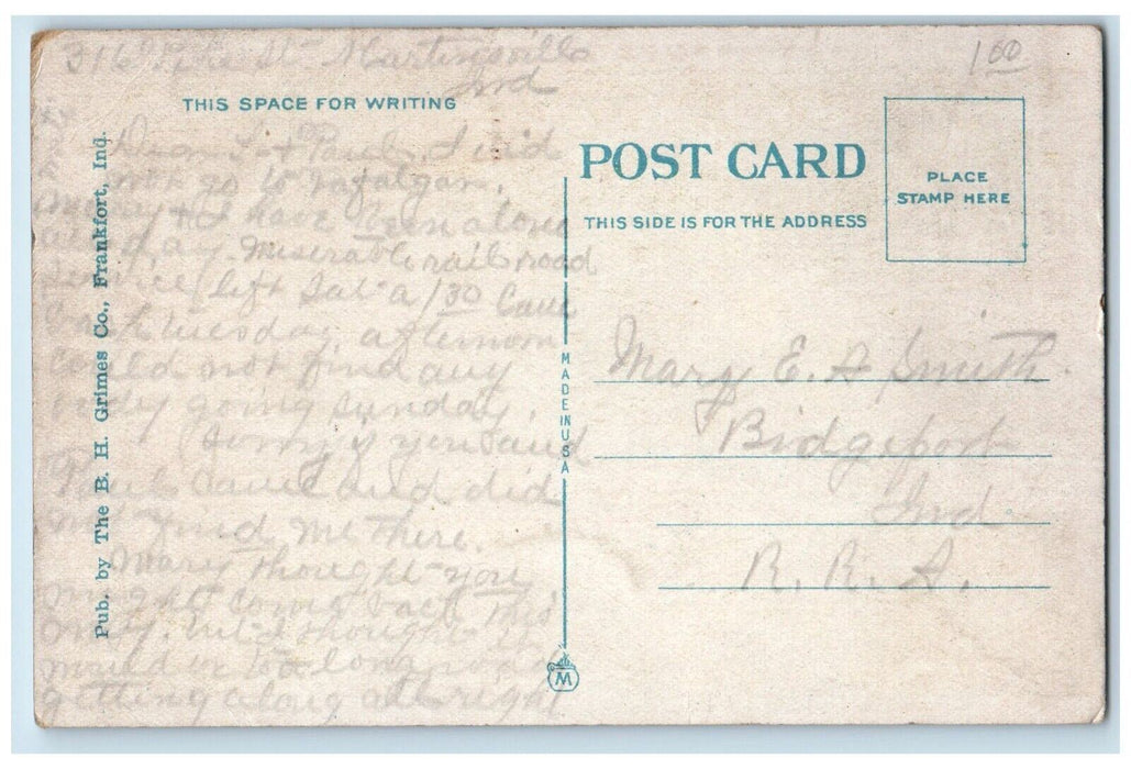 c1920 Drive Grassyfork Fisheries Trees Street Road Martinsville Indiana Postcard