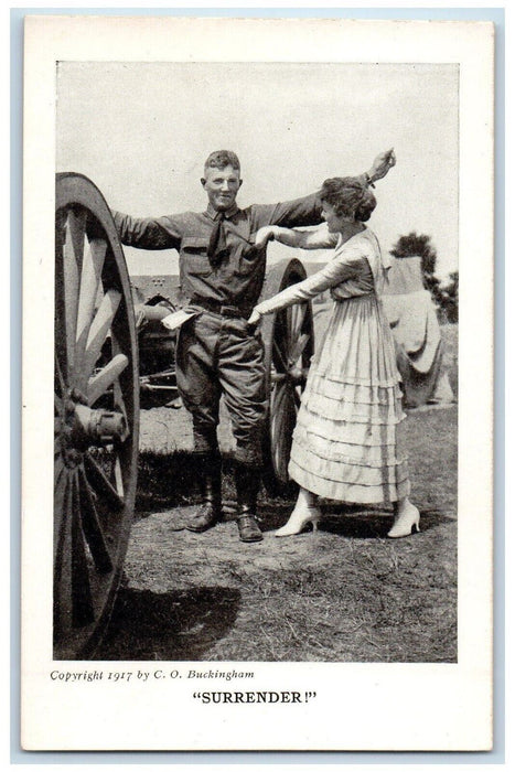 c1910's WWI Soldier Couple Romance Surrender Camp Life Humor Antique Postcard