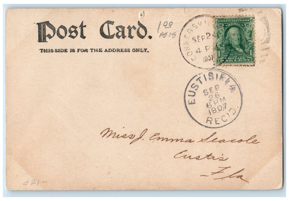 1907 First National Bank Building Exterior Road Connersville Indiana IN Postcard