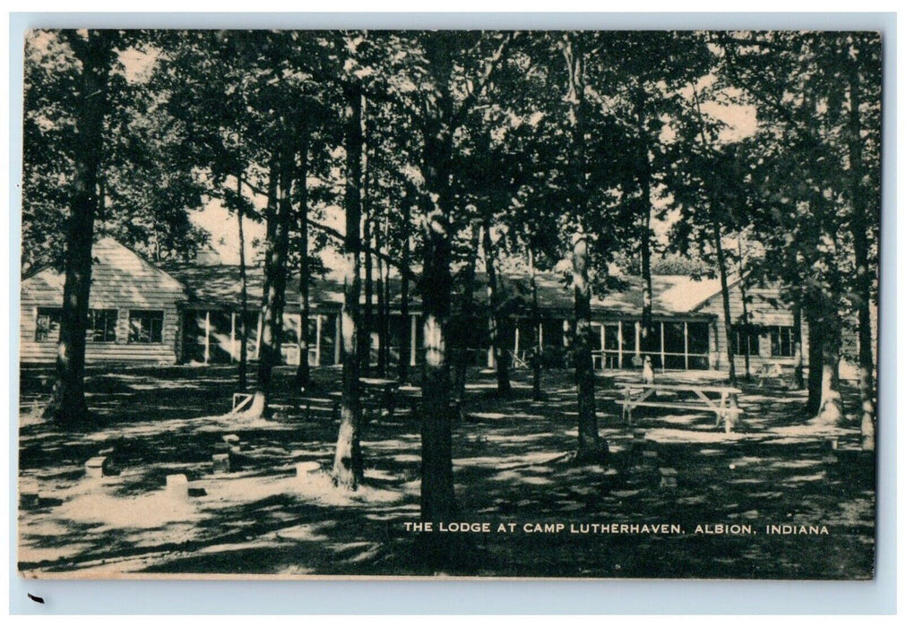 c1940 Lodge Camp Lutherhaven Exterior Building Albion Indiana IN Artvue Postcard