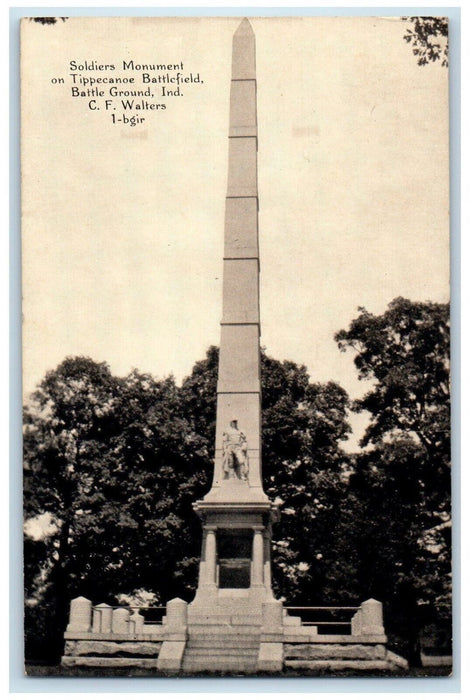 c1910 Soldiers Monument Tippecanoe Battlefield Battle Ground Indiana IN Postcard