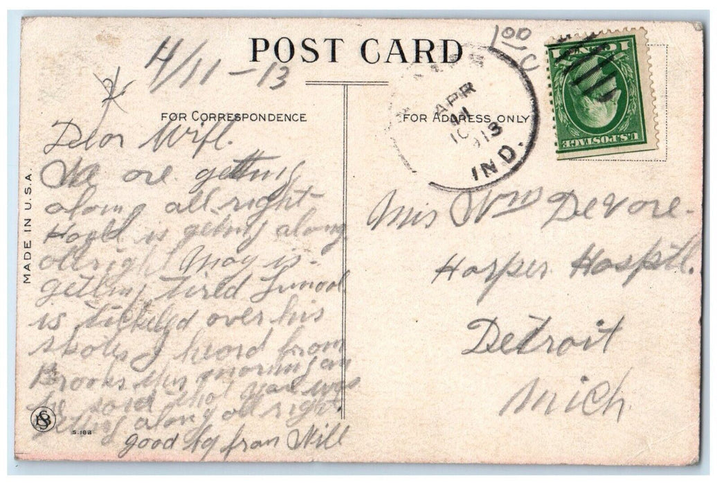 1913 Der Time In Has Got Longness Vent  Butler Indiana Dutch Kid Yarn Postcard