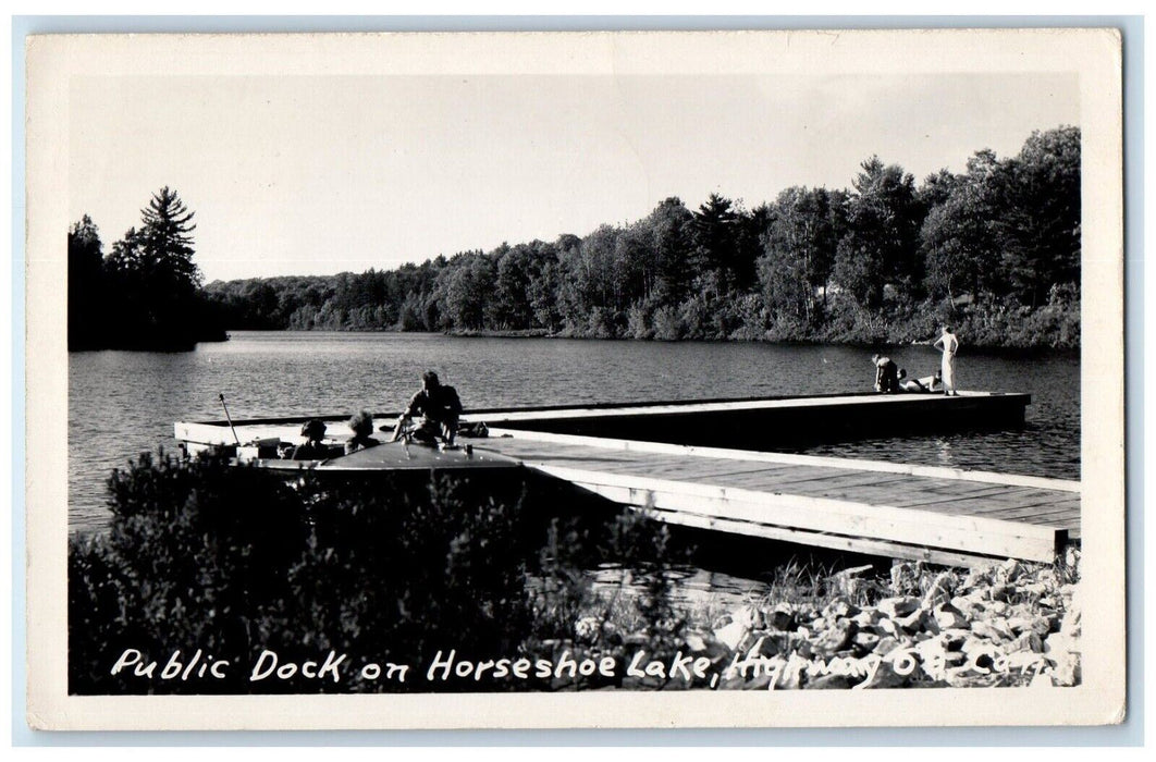 1948 Horseshoe Lake Public Dock Parry Sound Ontario Canada RPPC Photo Postcard