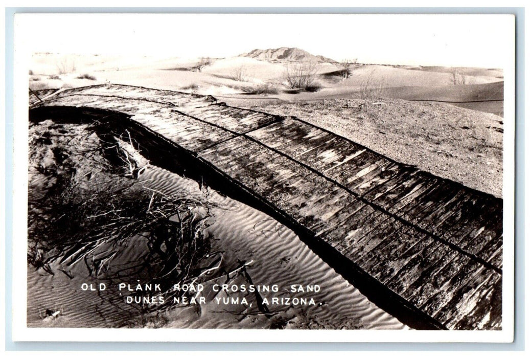 c1940s Old Plank Road Sand Dunes Near Yuma Arizona AZ RPPC Photo Postcard