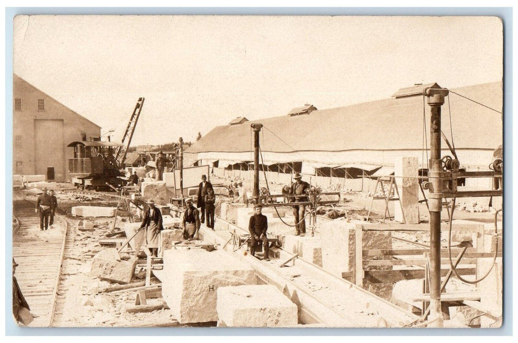 c1910's Stone Cutter Occupational Labor Railroad Workers RPPC Photo Postcard