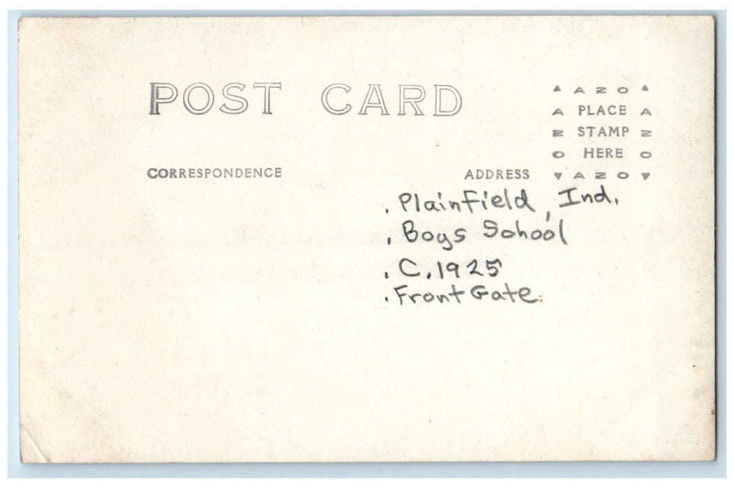 c1920's IBS Indiana Boys School Front Gate Plainfield RPPC Photo Postcard