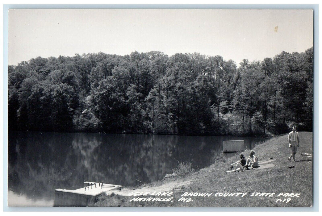 c1940's Ogle Lake Scene State Park Nashville Indiana IN RPPC Photo Postcard
