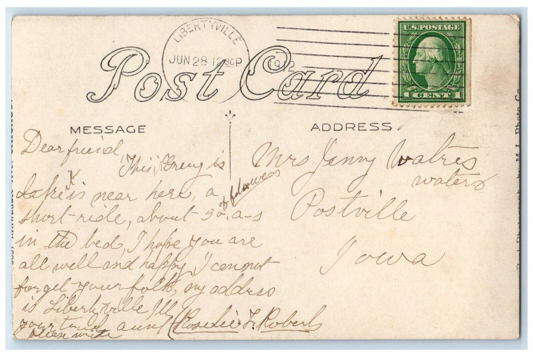 c1910's Lotus Beds Grass Lake Libertyville Illinois IL RPPC Photo Postcard