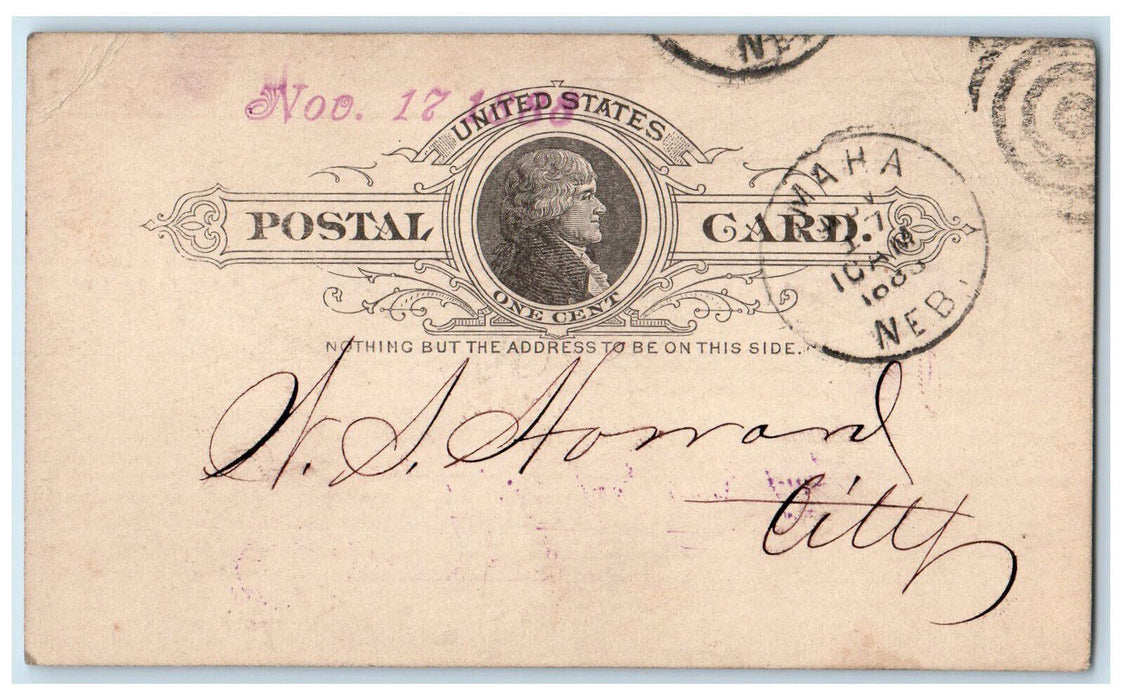 1888 St. Paul Minneapolis Omaha Railway Company Junk L. Sholes Postal Card