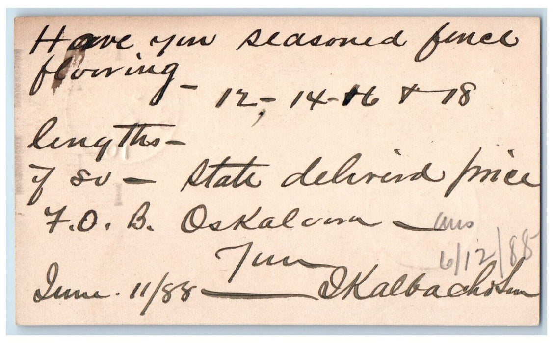 1888 Fence Flowing WJ Young & Co Oskaloosa Iowa IA Clinton IA Postcard
