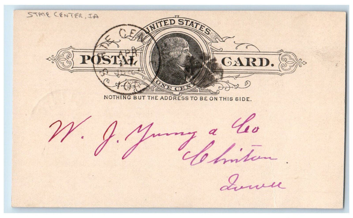 1889 Lumber Order Geushinzle State Center Iowa IA Clinton IA Postcard