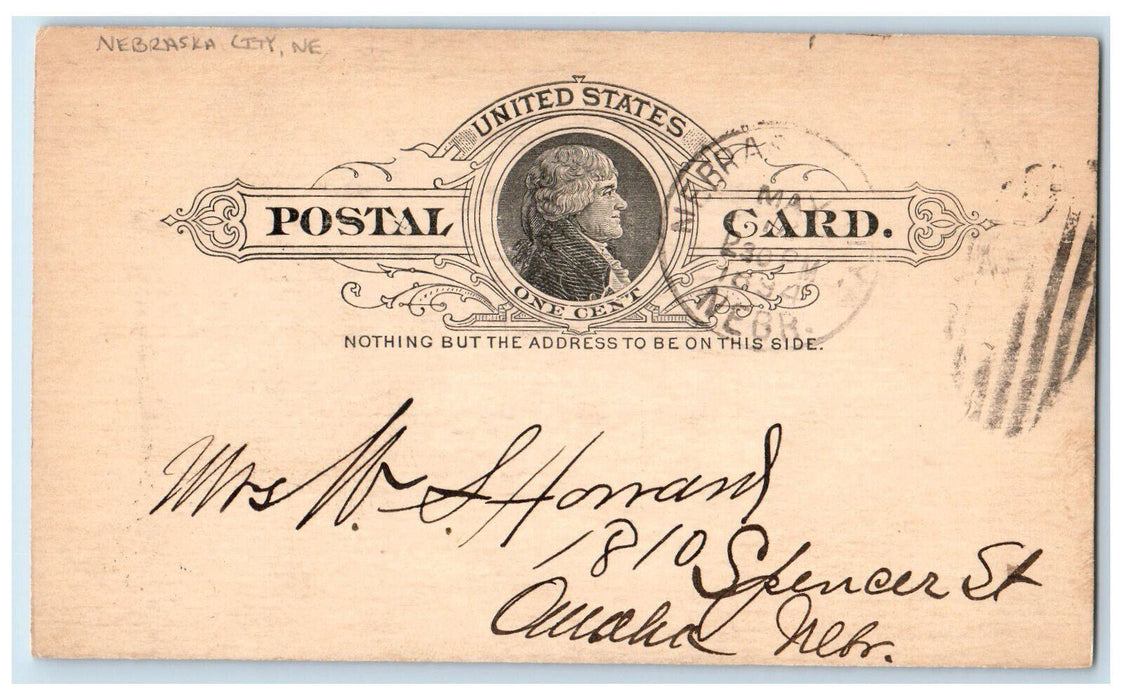 1894 Card For Murray Train Nebraska City NE WS Howard Omaha NE Postcard