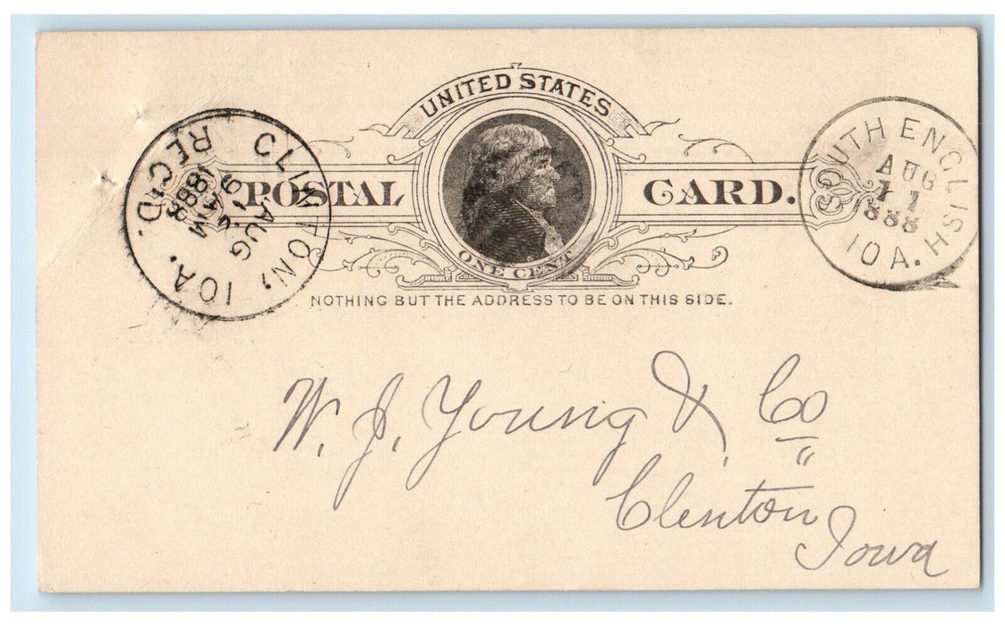 1888 Ordering Beaded Ceiling South English Iowa IA Clinton IA Postcard