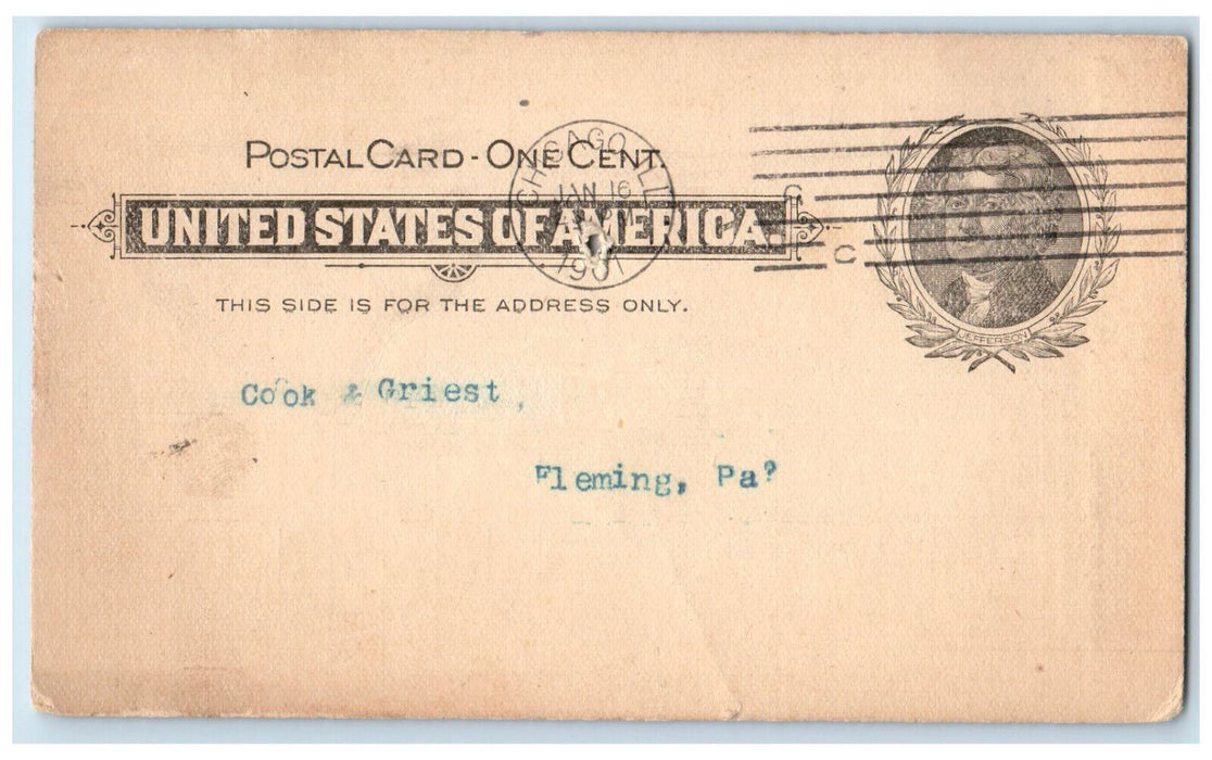 1901 W.W. Hunter Board of Trade Chicago Illinois IL Fleming PA Postcard