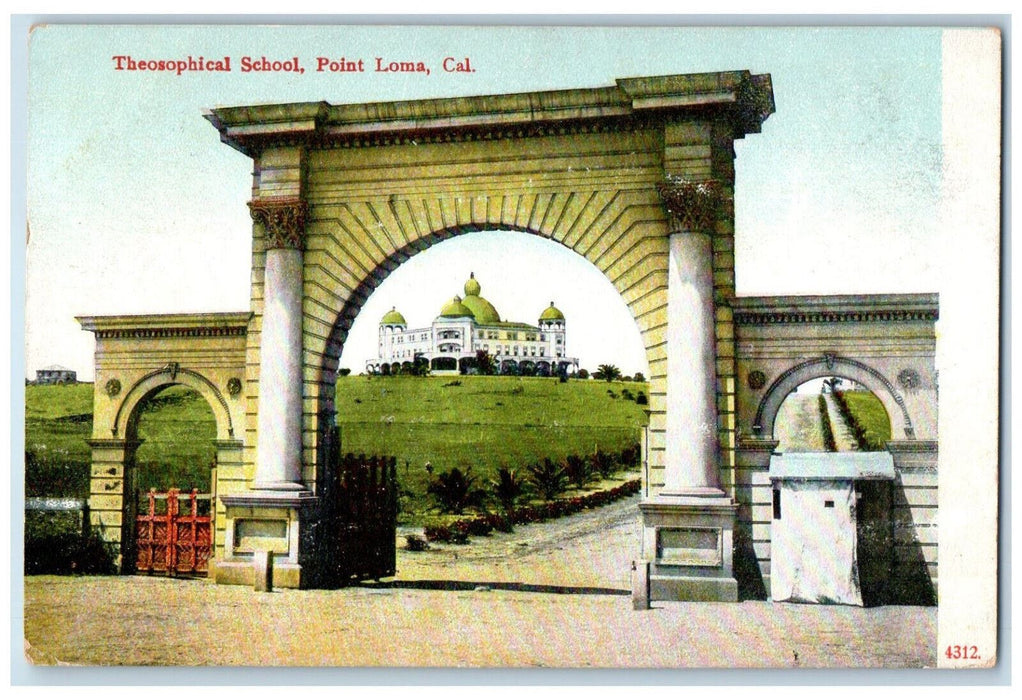 1909 Entrance Theosophical School Point Loma Los Angeles California CA Postcard