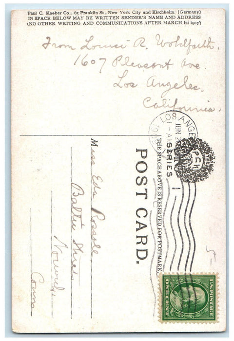 1909 Entrance Theosophical School Point Loma Los Angeles California CA Postcard