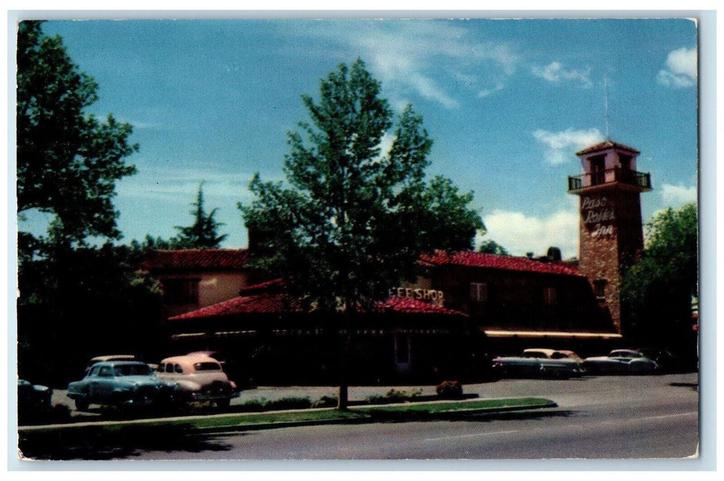 Paso Robles Inn Motel California CA, Road Car-lined Coffee Shop Scene Postcard
