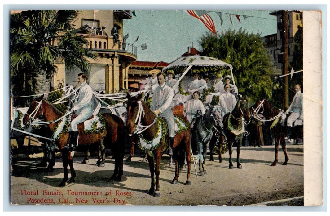 Floral Parade Tournament Of Roses New Year's Day Pasadena California CA Postcard