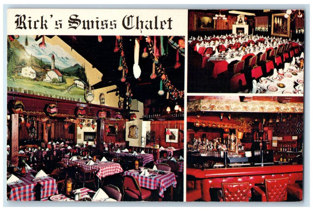 1980 Rick's Swiss Chalet Restaurant Palo Alto California CA Multiview Postcard