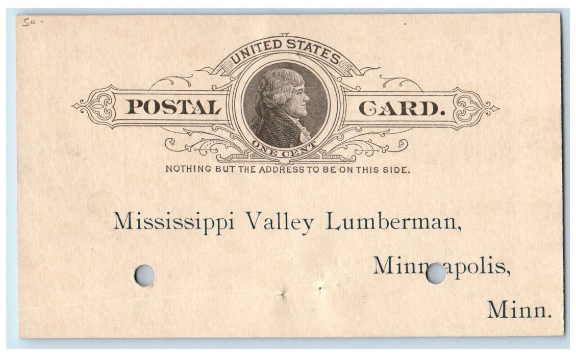 1887 Mississippi Valley Lumberman Minneapolis Minnesota MN IL Postal Card
