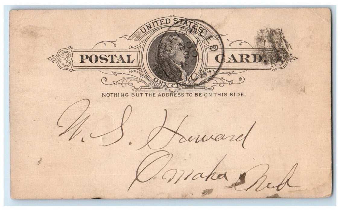 c1880's Griswold Iowa IA Omaha Nebraska NE WJ Young and Co. Postal Card