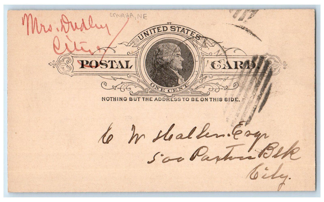 c1880's Morning Call Mrs. Dudley Omaha Nebraska NE Posted Antique Postal Card