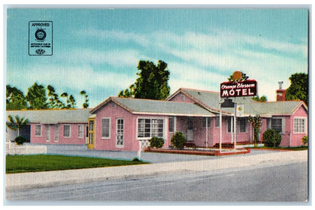 c1940 Orange Blossom Motel Mt. Vernon Avenue San Bernardino California Postcard