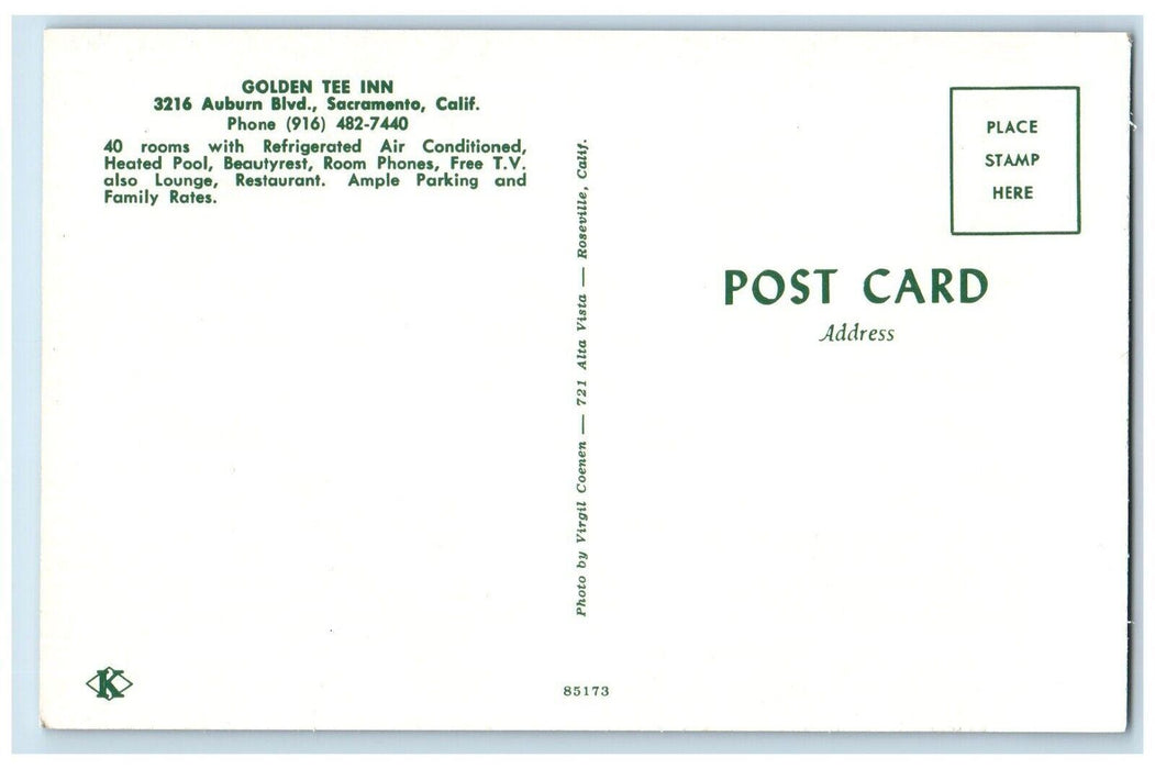 c1960 Golden Tee Inn Auburn Boulevard Restaurant Sacramento California Postcard
