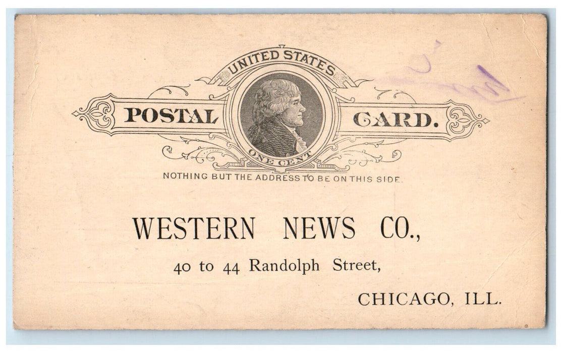 c1880's The Weekly World Western News Co. Chicago Illinois IL Postal Card