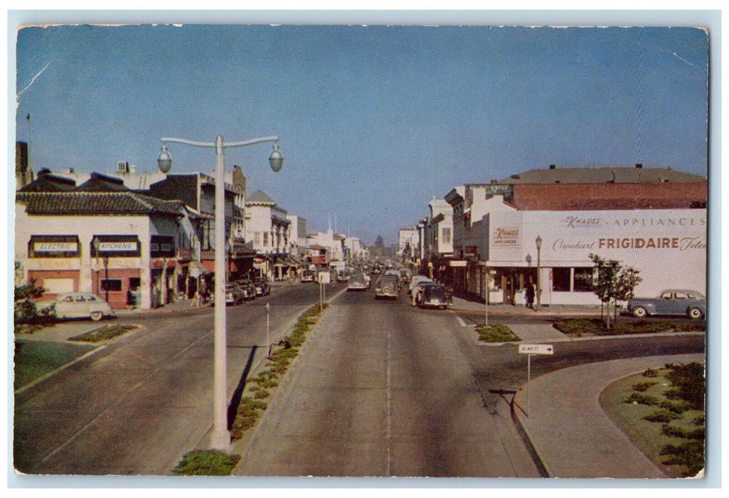 1953 Divided Highway On University Avenue Palo Alto California CA Postcard